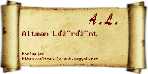 Altman Lóránt névjegykártya