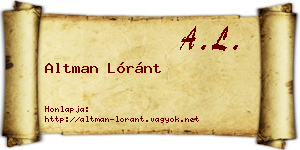 Altman Lóránt névjegykártya